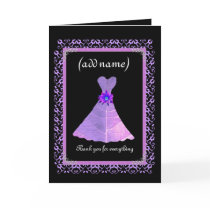 BRIDESMAID Wedding Thank You - PURPLE Gown Greeting Card