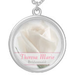 Bridesmaid - White Rose Wedding Necklace