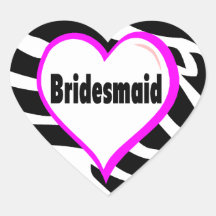Bridesmaid (Zebra Stripes) Round Sticker
