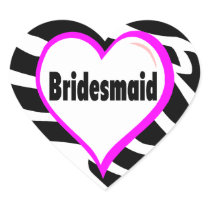 Bridesmaid (Zebra Stripes) Round Sticker