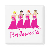 Bridesmaids Favours Pink Themed Magnets