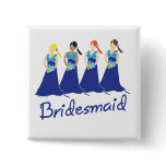 Bridesmaids in Blue Wedding Attendant Button