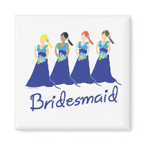 Bridesmaids in Blue Wedding Attendant
