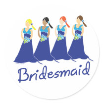 Bridesmaids in Blue Wedding Attendant stickers