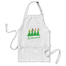 Bridesmaids in Green Wedding Attendant Aprons