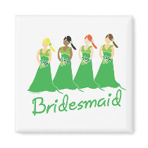 Bridesmaids in Green Wedding Attendant