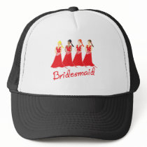 Bridesmaids in Red Wedding Attendant Trucker Hat