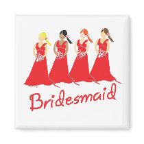 Bridesmaids in Red Wedding Attendant