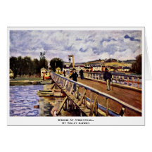 Bridge At Argenteuil,  By Sisley Alfred Greeting Cards
