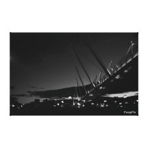 Bridge at night stretched canvas print
