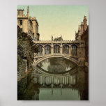 Bridge of Sighs, Cambridge, England vintage Photoc Print