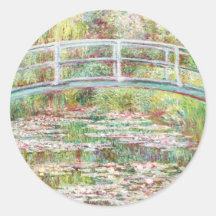 Bridge Over Water Lilies Pond - Claude Monet Round Stickers