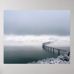 Bridge over wintry lake