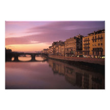 Bridges over the Arno River at sunset, Photo
