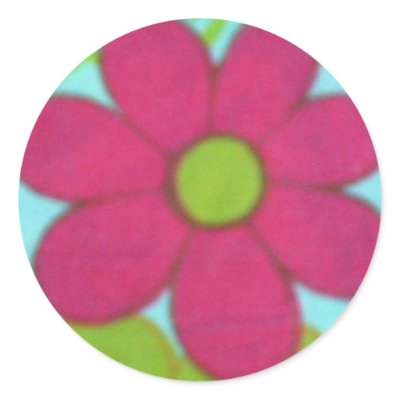 Bright 70's Retro Flower Round Stickers by pammys