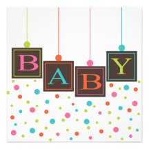 Bright BABY Blocks of Colours Neutral Baby Shower Personalized Invitations