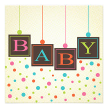 Bright BABY Blocks of Colours Neutral Baby Shower Personalized Invitations