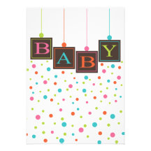Bright BABY Blocks of Colours Neutral Baby Shower Custom Announcement