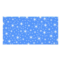 Bright blue and White Stars Pattern. Picture Card