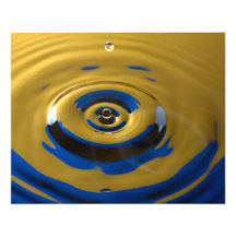 Bright Blue and Yellow Water Drop Photo Print