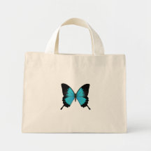 Bright Blue & Black Butterfly Original Colours Canvas Bags