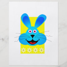 bright blue bunny head yellow back personalized flyer