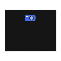 Bright Blue Camera. On Black. Flyer