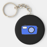 Bright Blue Camera. On Black. Keychains