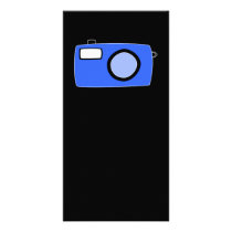 Bright Blue Camera. On Black. Photo Greeting Card