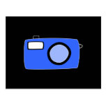 Bright Blue Camera. On Black. Postcards