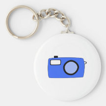 Bright Blue Camera. On White. Keychain