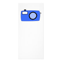 Bright Blue Camera. On White. Personalized Rack Card