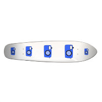 Bright Blue Camera. On White. Skate Deck