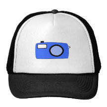 Bright Blue Camera. On White. Trucker Hats