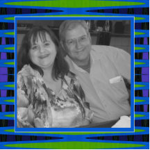 bright blue green photo frame cut out