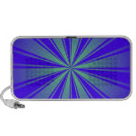 Bright blue neon techno beams speakers