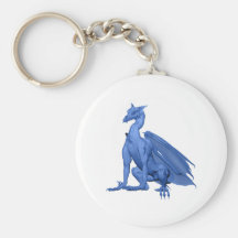 Bright Blue Sitting Dragon Keychain