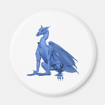 Bright Blue Sitting Dragon Magnet