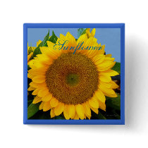 Bright Blue Sunflower Pin
