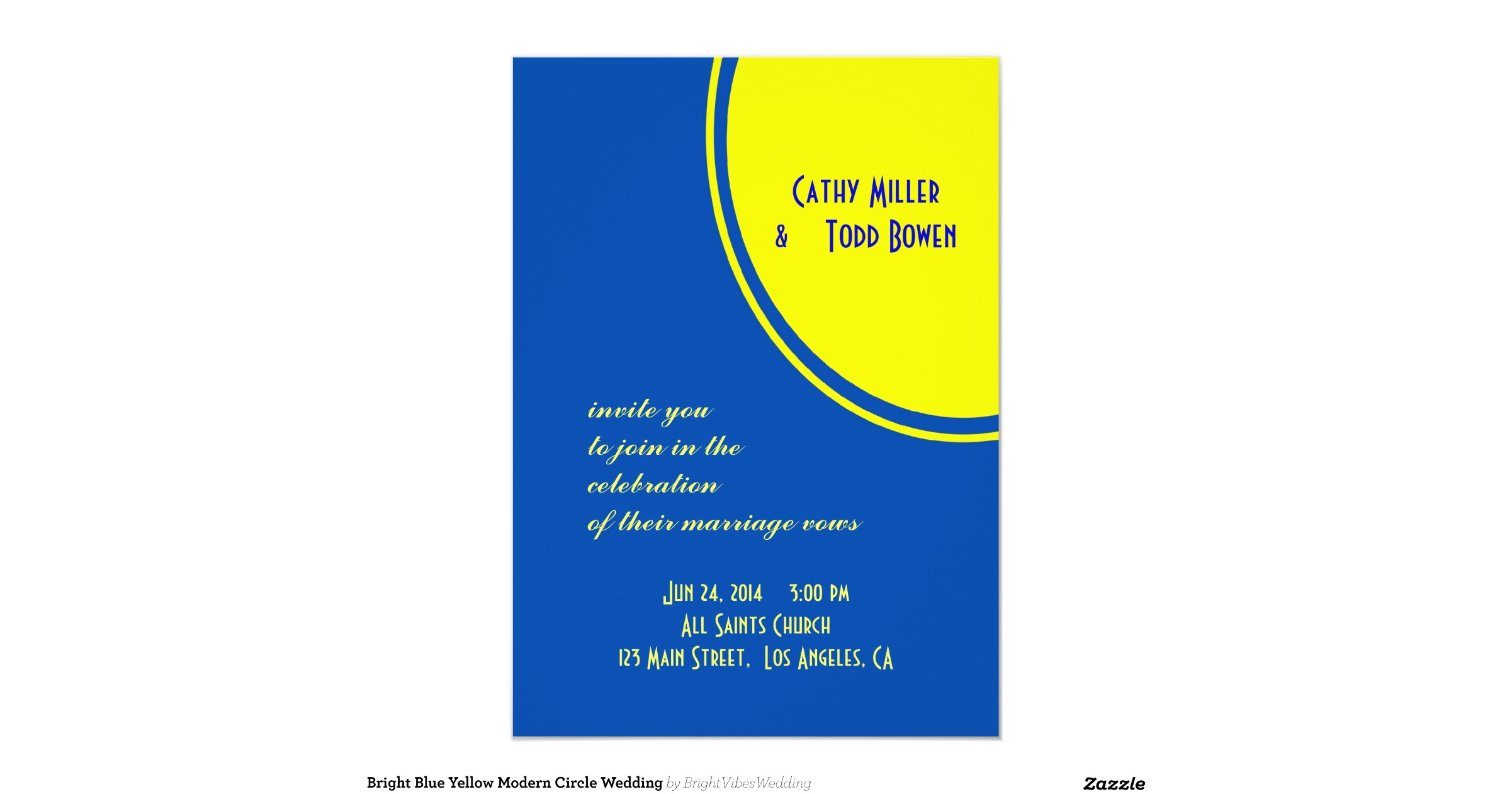 bright blue wedding invitations bright blue yellow modern circle wedding 5 quot x 7 bright blue wedding invitations bright blue yellow modern circle wedding 5 quot x 7