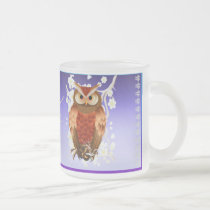 Bright Brown Owl-White Blooms  Beverage mugs