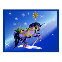Bright Christmas Unicorn Postcard