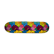 Bright Colorful Hibiscus Flowers Skateboard