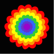 Bright colourful flower in rainbow colours. photo cut outs