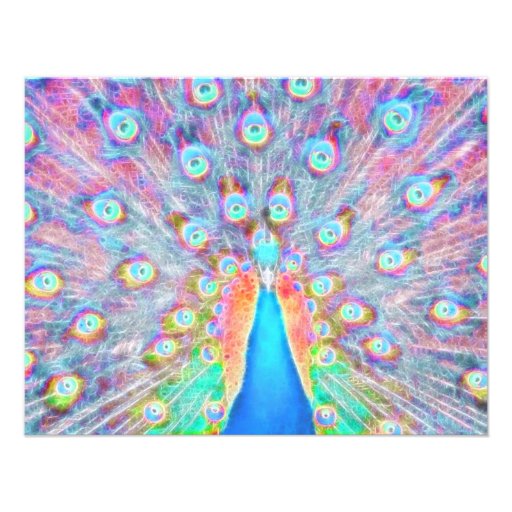 Bright Colourful *Peacock* Spirit Design Custom Invites