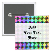 Bright Colourful Stained Glass Style Pattern. Buttons