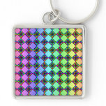 Bright Colourful Stained Glass Style Pattern. Key Chain