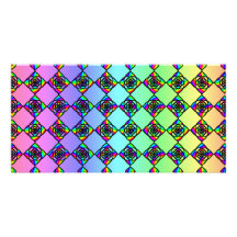 Bright Colourful Stained Glass Style Pattern. Picture Card