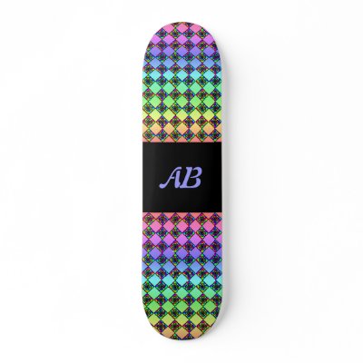 Bright Colourful Stained Glass Style Pattern. Custom Skate Board by Graphics_By_Metarla