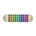 Bright Colourful Stained Glass Style Pattern. Custom Skate Board